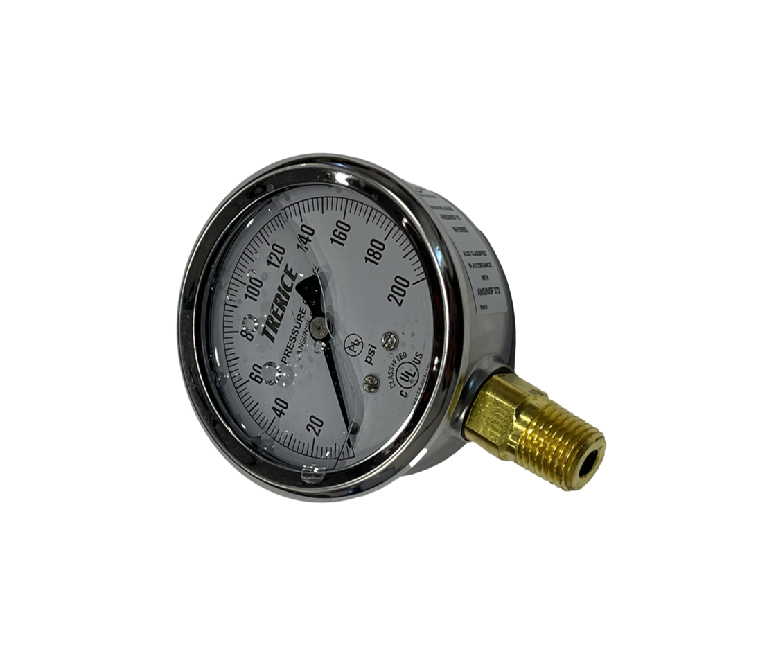 1/4" GLYCERINE FILLED 0-200 PSI GAUGE FOR PUMP HEADS